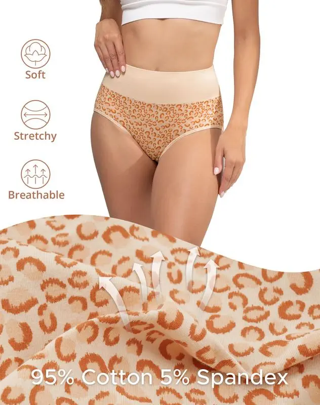 Women's High Waisted Cotton Panties 5-Pack
