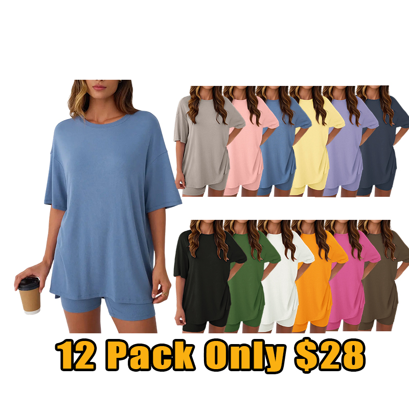 Women’s Oversized Tee & High-Waisted Biker Shorts Set