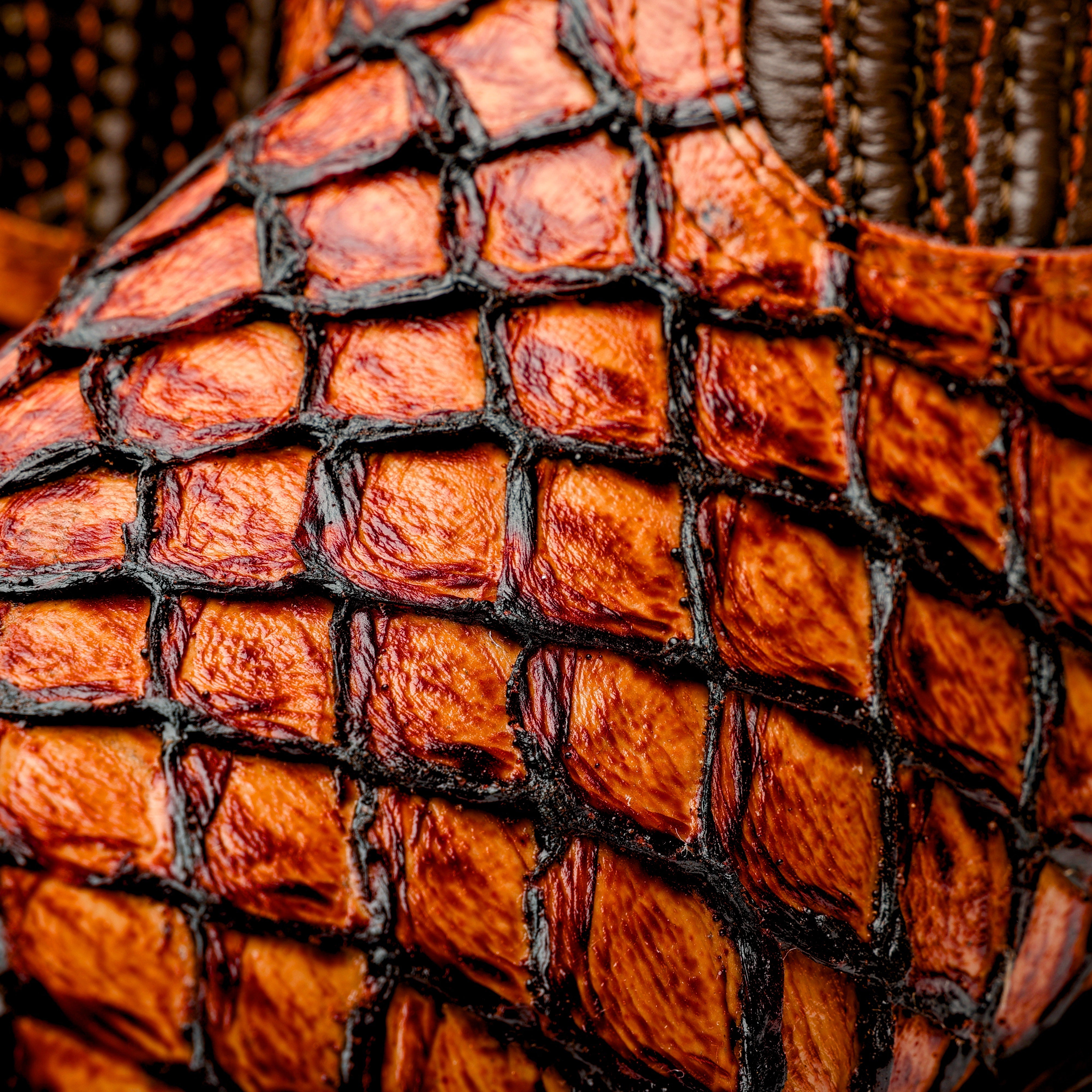 Cognac Mini Pirarucu Leather Boots - Square Toe