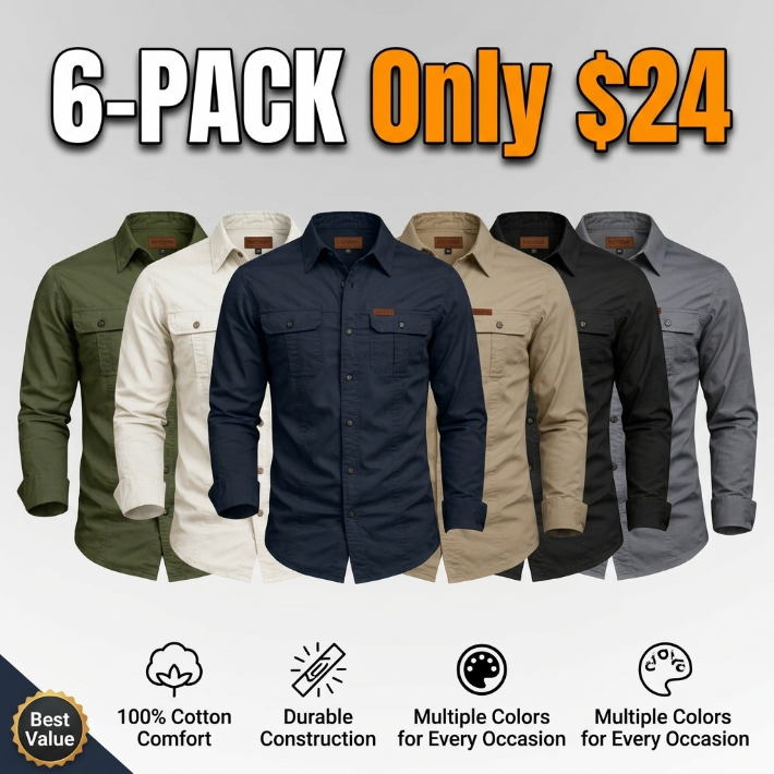 Men's Long Sleeve Workwear Shirt - Outdoor Casual Versatile Top