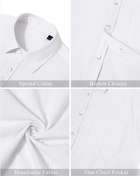 Men's Cotton Linen Short Sleeve Shirts