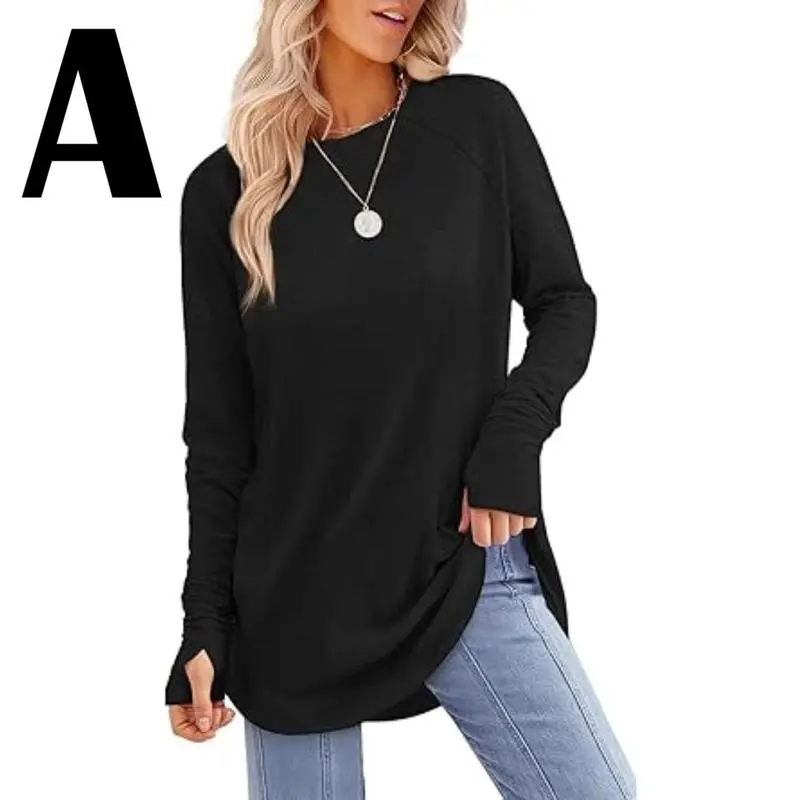 Womens Tunic Tops to Wear with Leggings Long Sleeve Thumb Hole Shirts