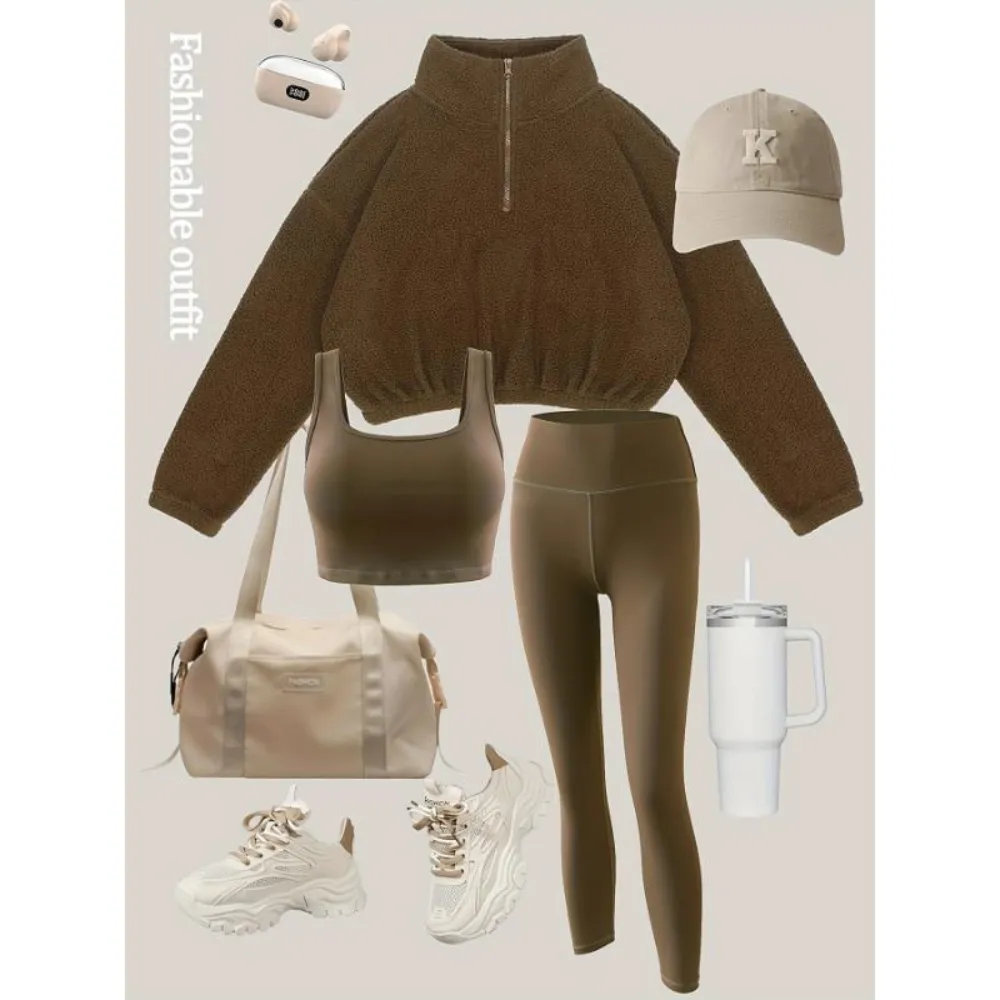 Women's Solid Thermal Lined Tracksuit Set