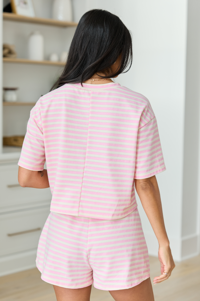 Caty Pink Striped Short Set