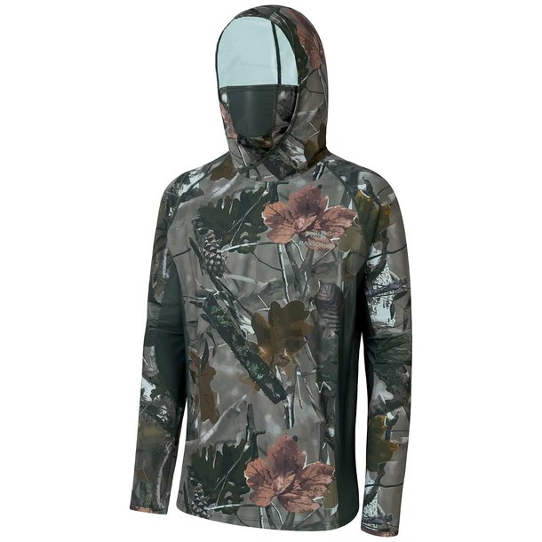 UPF 50+ Long Sleeve Camo Hoodie for Hunting with Mask