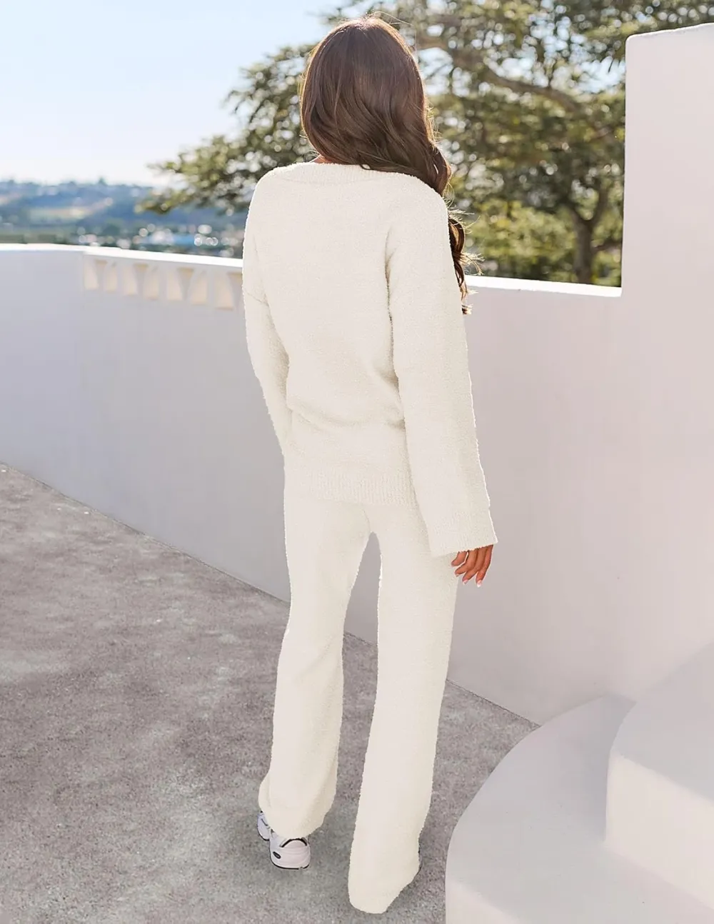 Women's Lounge Sets 2025 Fall Fashion 2 Piece Outfits Sweater Pajama Set