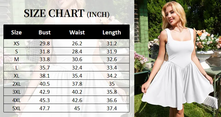 Women's Square Neck A-line Ruffle Hem Mini Tank Dress with Pockets