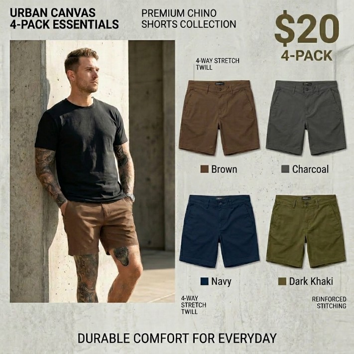 Premium Men’s Chino Comfort Shorts - Versatile Daily Wear