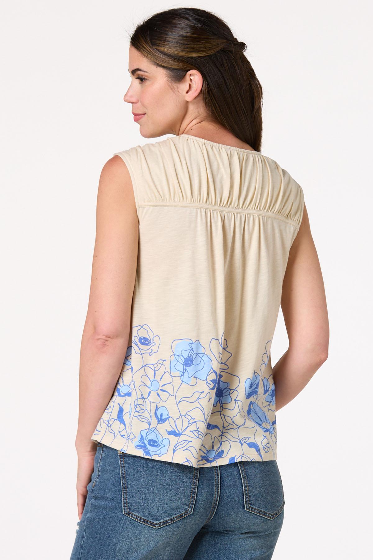 Blue Sketch Floral Tank