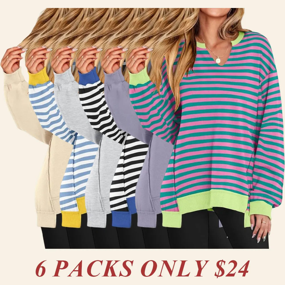 Womens Oversized Sweatshirt V Neck Long Sleeve