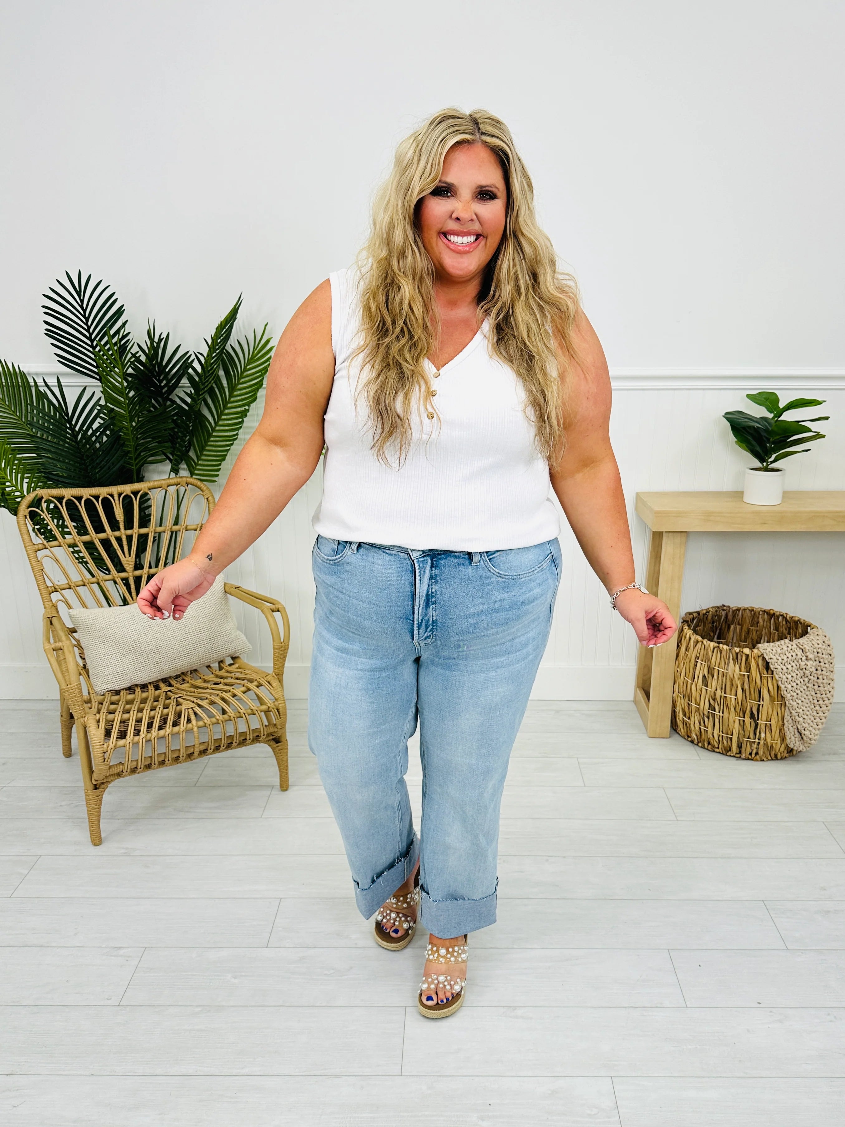 Feeling Brand New Slim Wide Leg Tummy Control Jeans