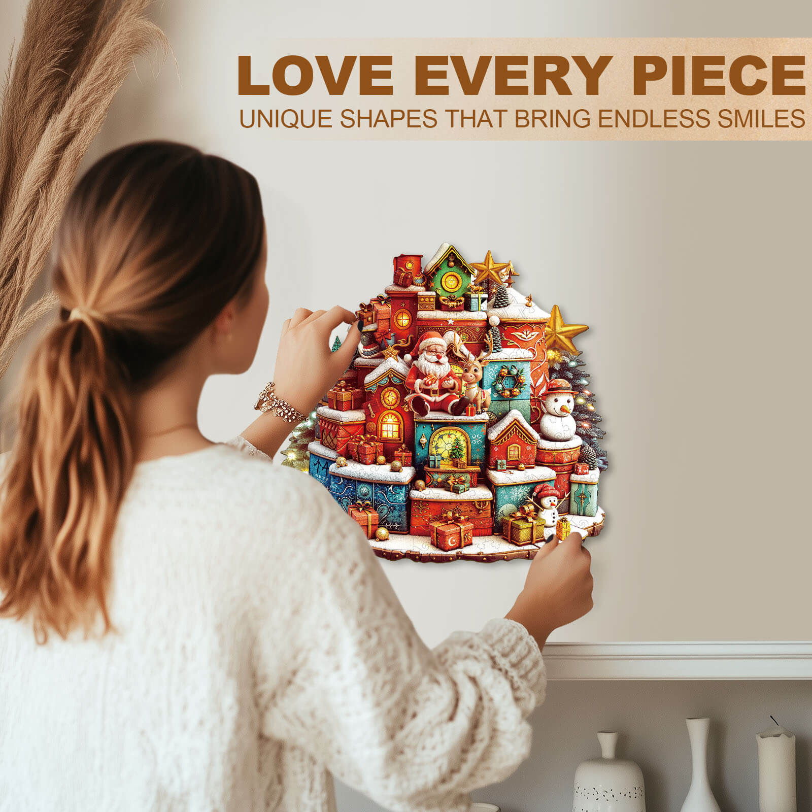 Christmas gift house Wooden Jigsaw Puzzle