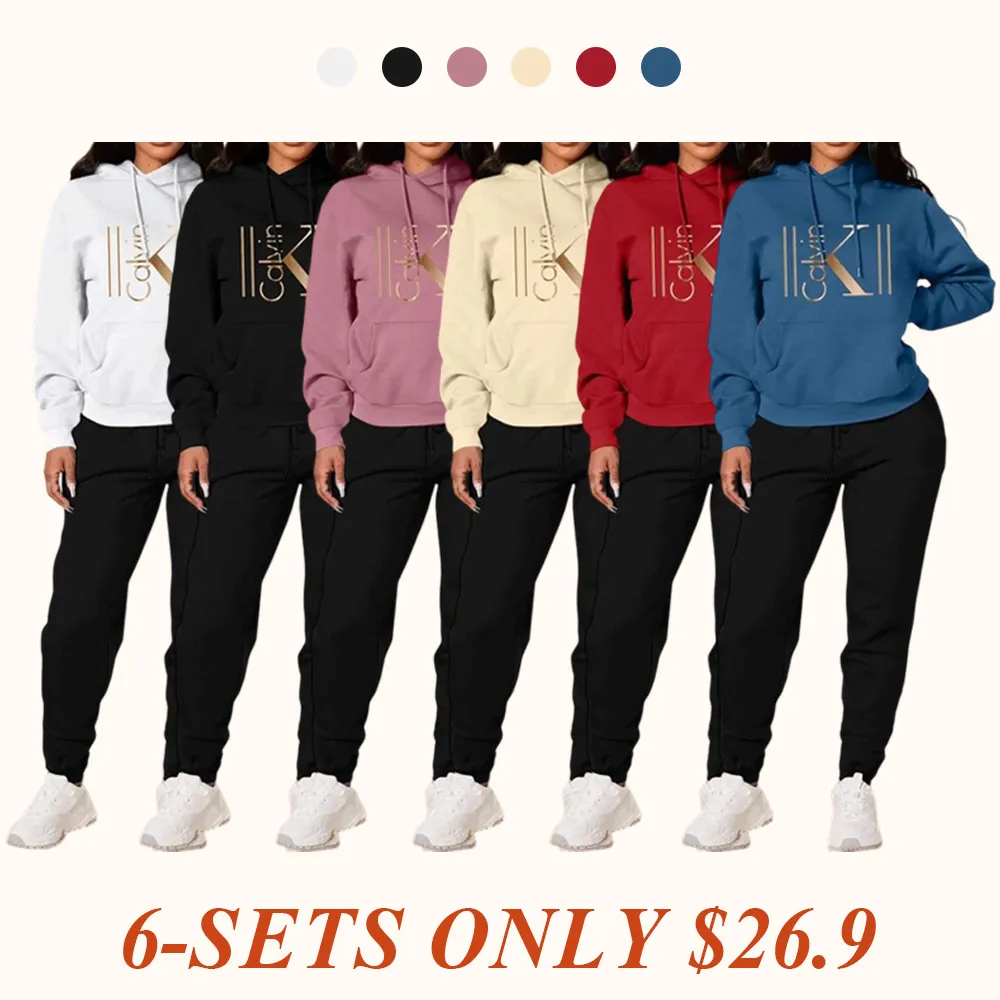 Women's Casual Hooded Sweatshirt Set