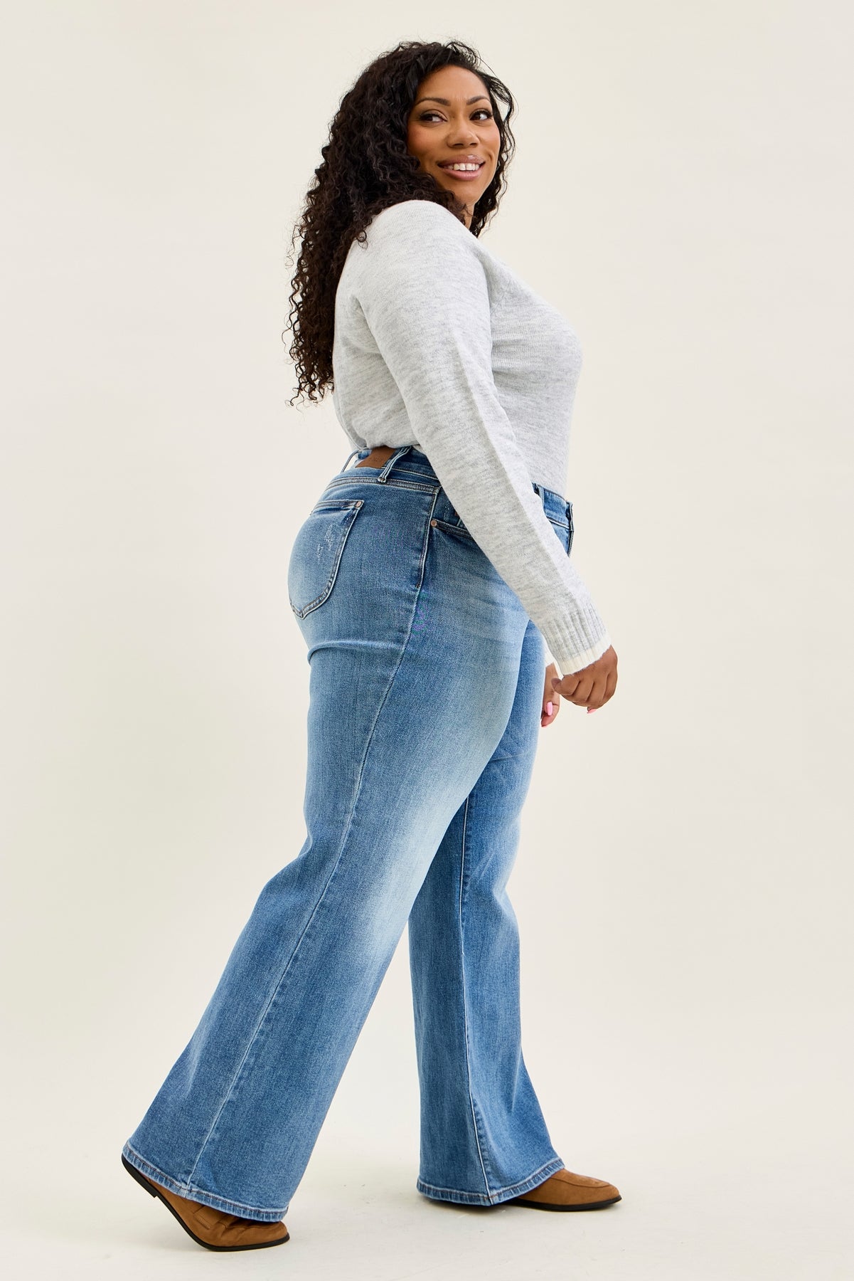 Lux Brushed Indigo Vintage Wide Leg - PLUS