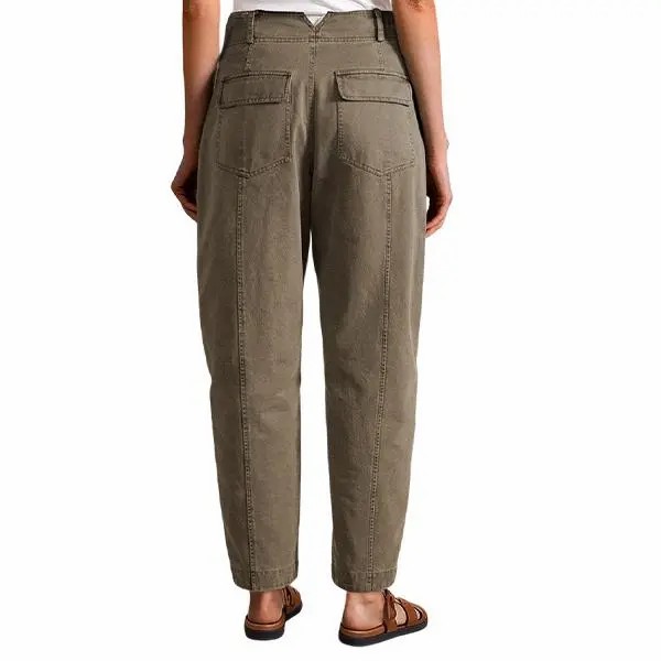 Women's Mid Waist Baby Barrel Fit Pants – Deep Pockets, High Stretch Casual Crop