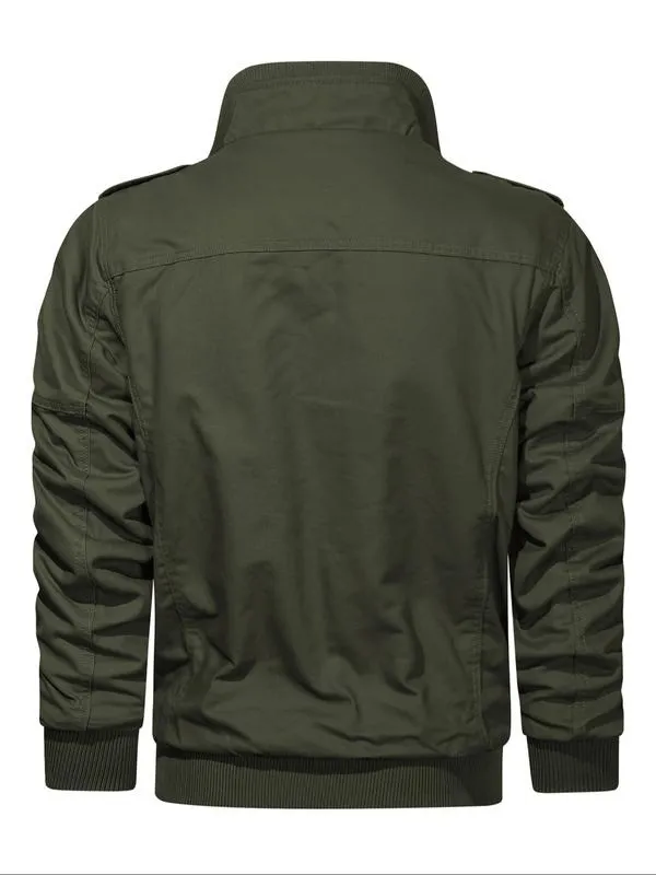 Men's Regular Fit Solid Pocket Zipper Thermal Lined Jacket