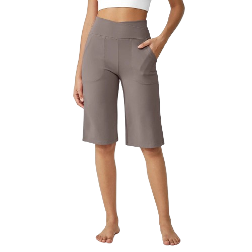 Loose High-Waist Casual Cropped Yoga Pants Shorts Women 14