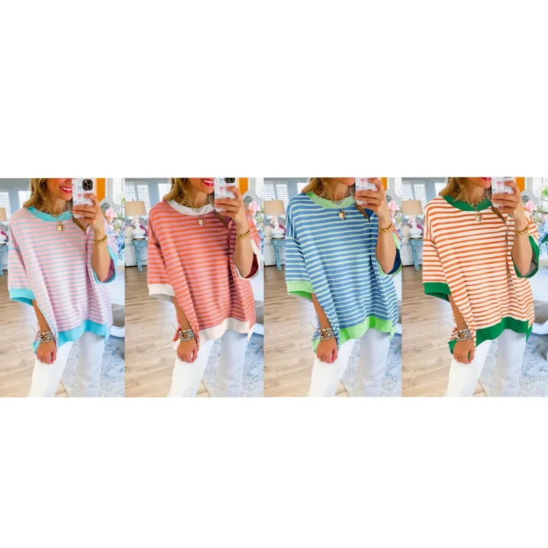 Womens Oversized Striped Color Block Tees (Just $3 Each!)