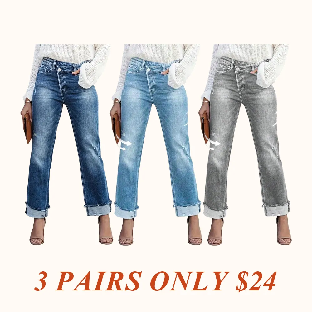 Women's Solid Color Jeans, Casual Comfy Denim Pants for Daily Wear, Ladies Bottoms for All Seasons