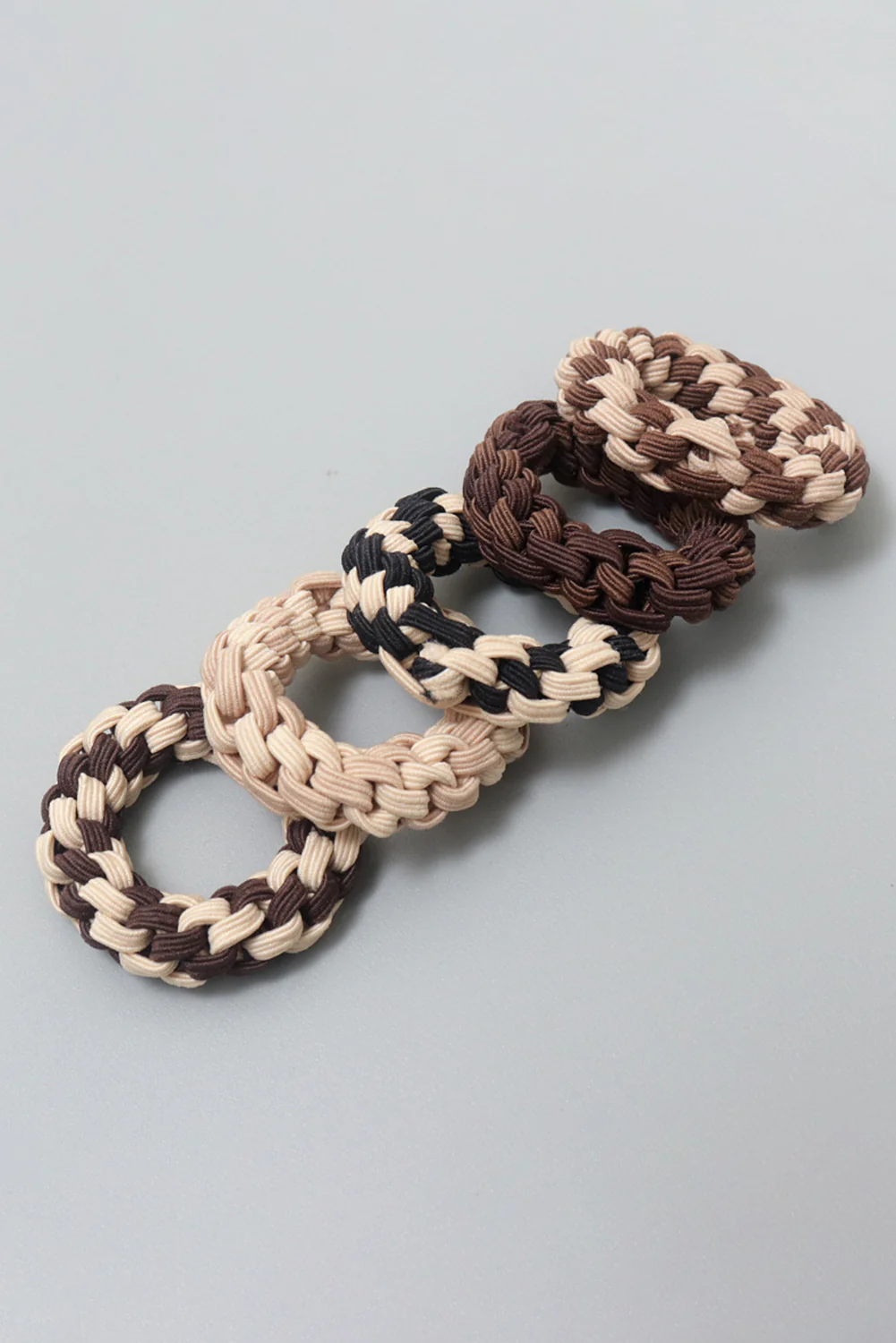 Light French Beige 5pcs Braided Thick Hair Ties
