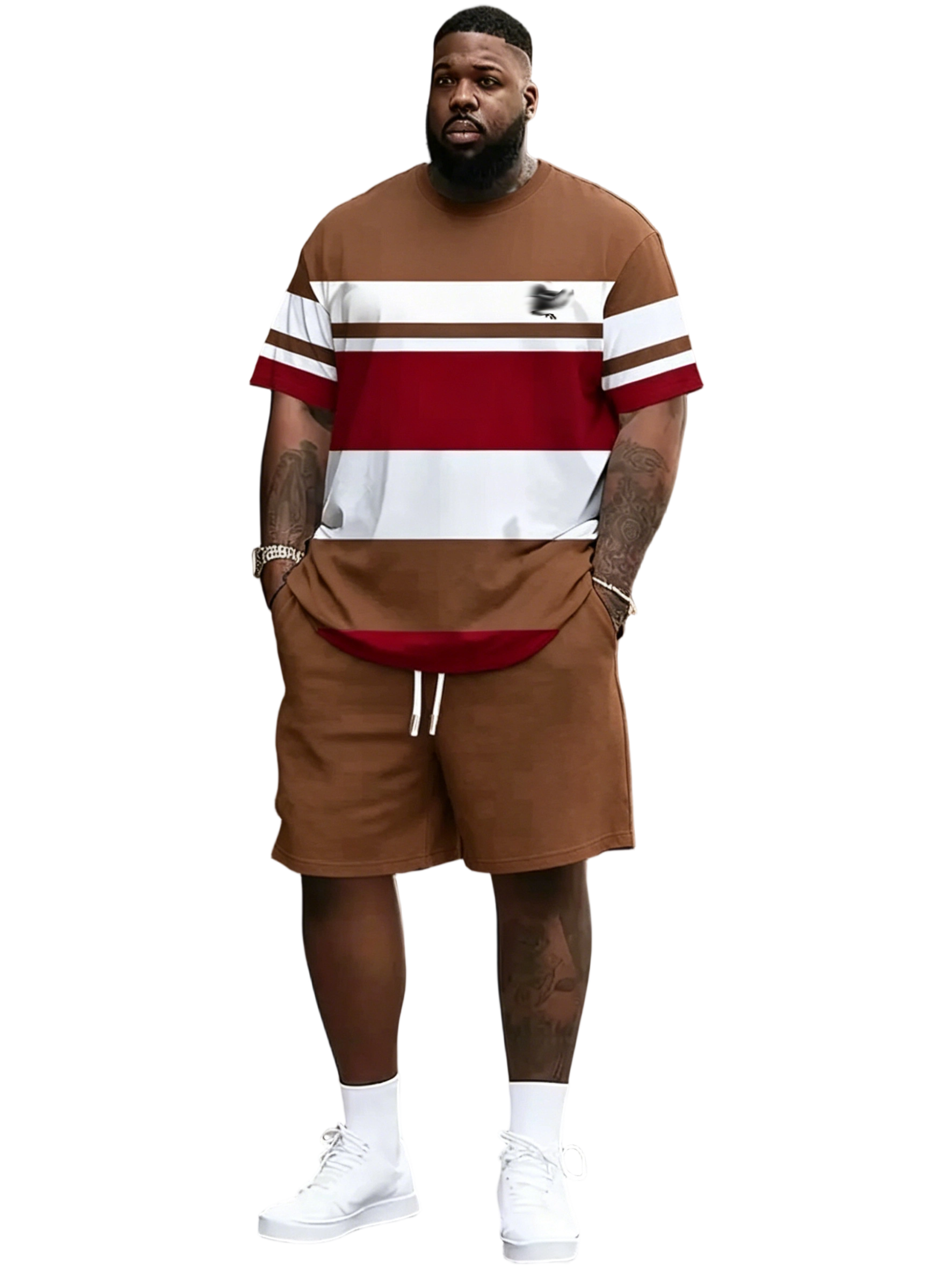 Men's Summer Casual Sportswear Set, Breathable 3D Print Round Neck T-Shirt and Shorts