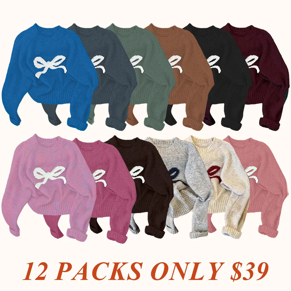 Elegant Bow Knit Sweater for Women