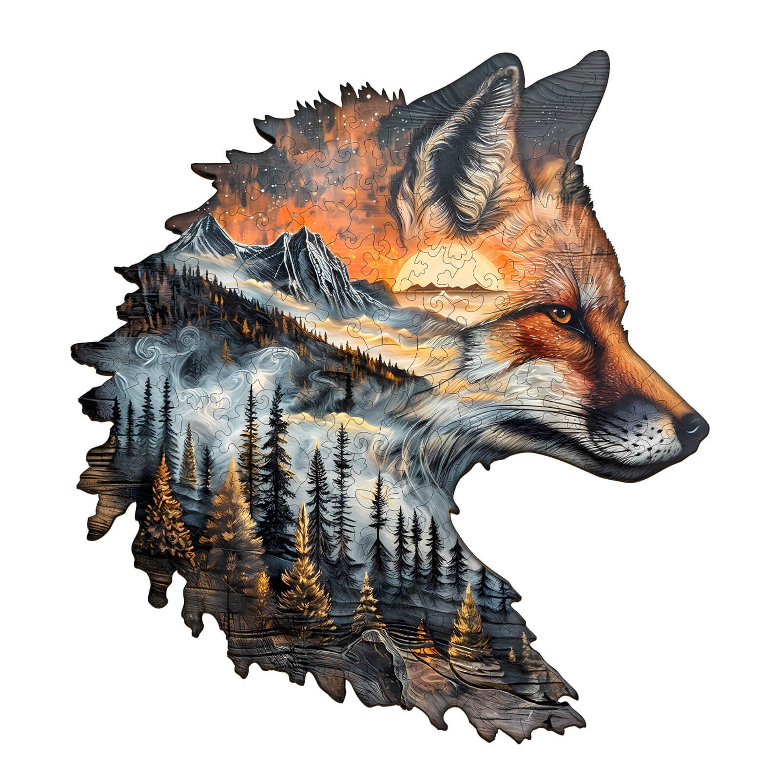 Sunset Fox Wooden Jigsaw Puzzle