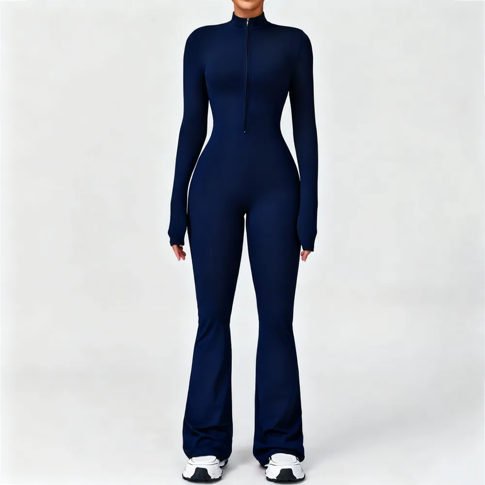 Women's Long Sleeve Flared Sports Jumpsuit