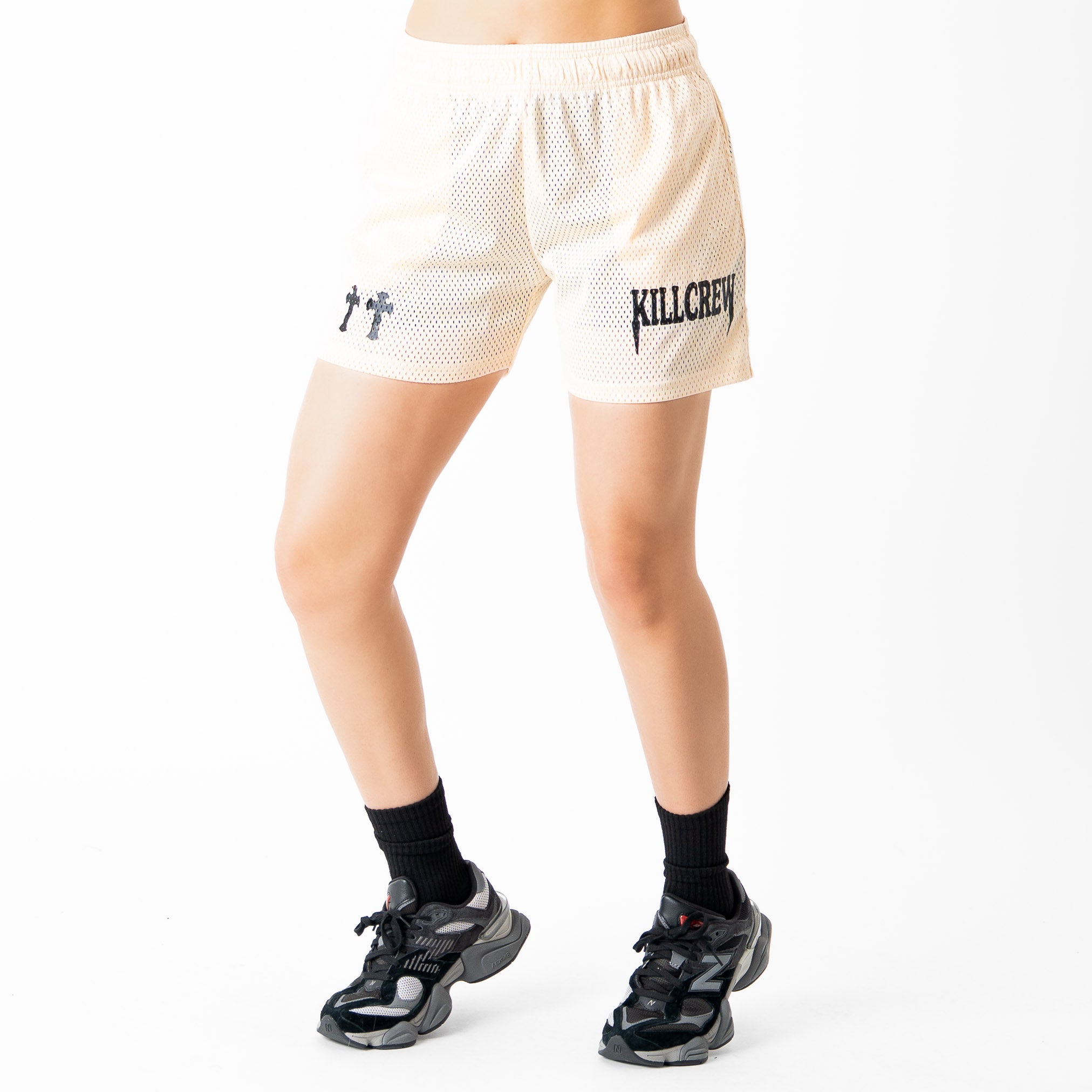 VENTED MESH SHORTS MEDIEVAL - CREAM / BLACK
