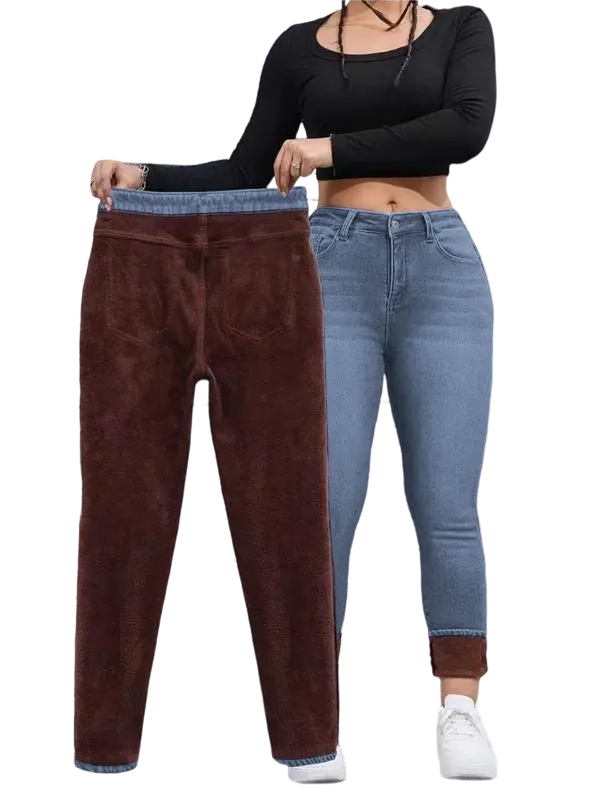Women's Autumn/Winter Fleece-Lined Jeans