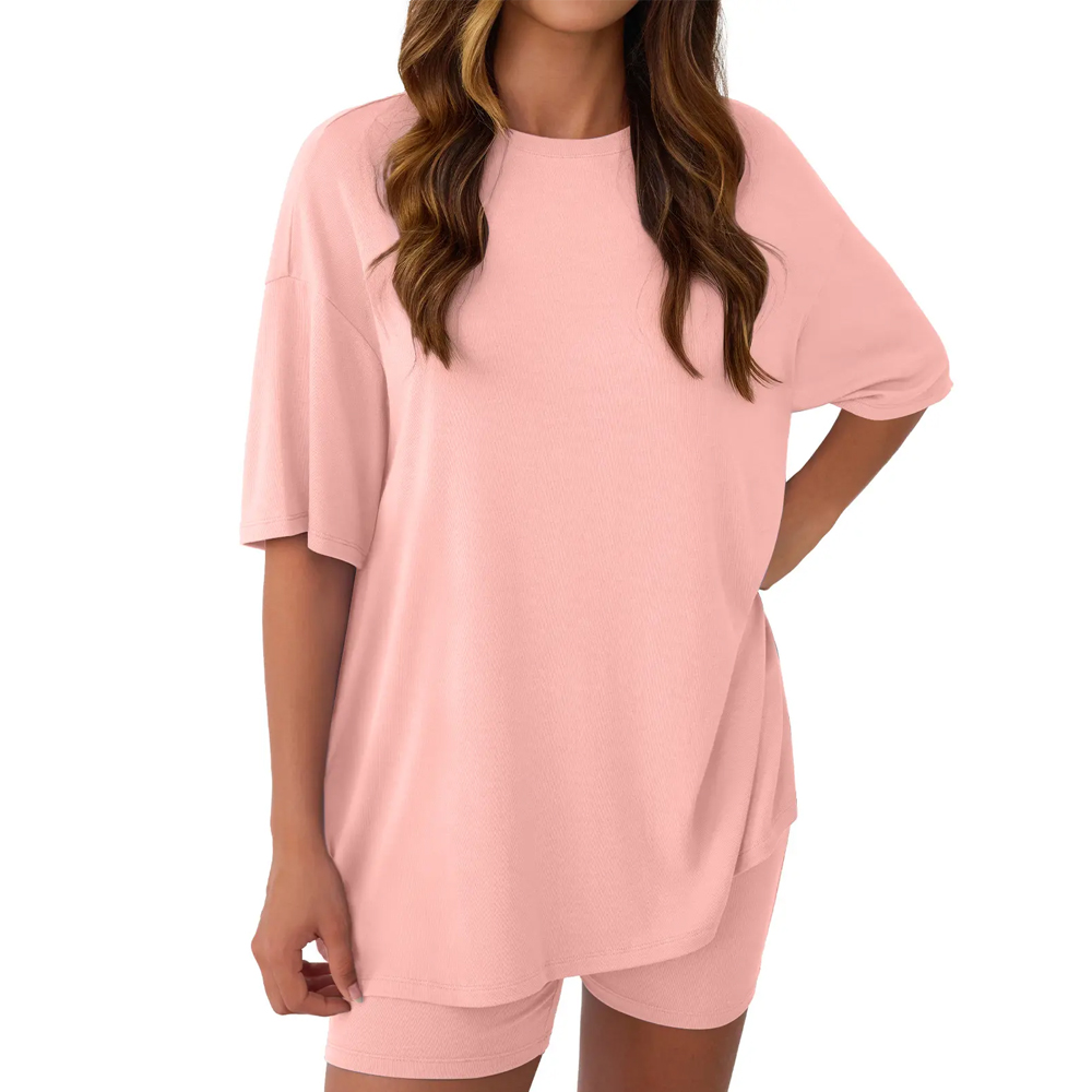 Women’s Oversized Tee & High-Waisted Biker Shorts Set