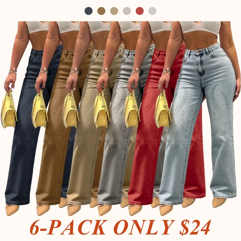 Y2K streetwear inspiration, women's embossed flame pattern jeans