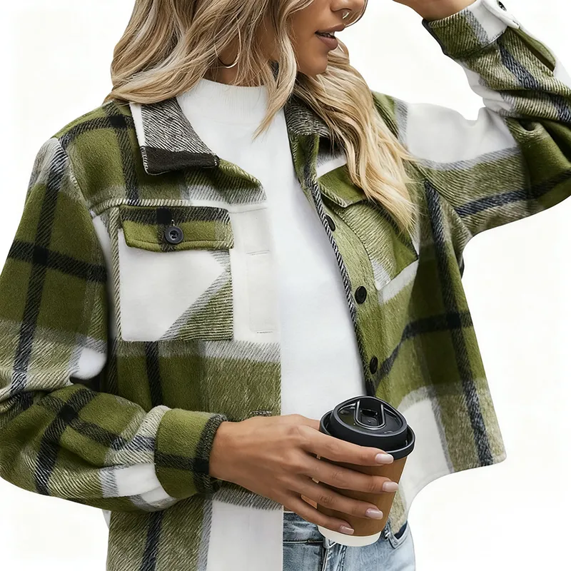 Women's Vintage Flannel Plaid Jacket