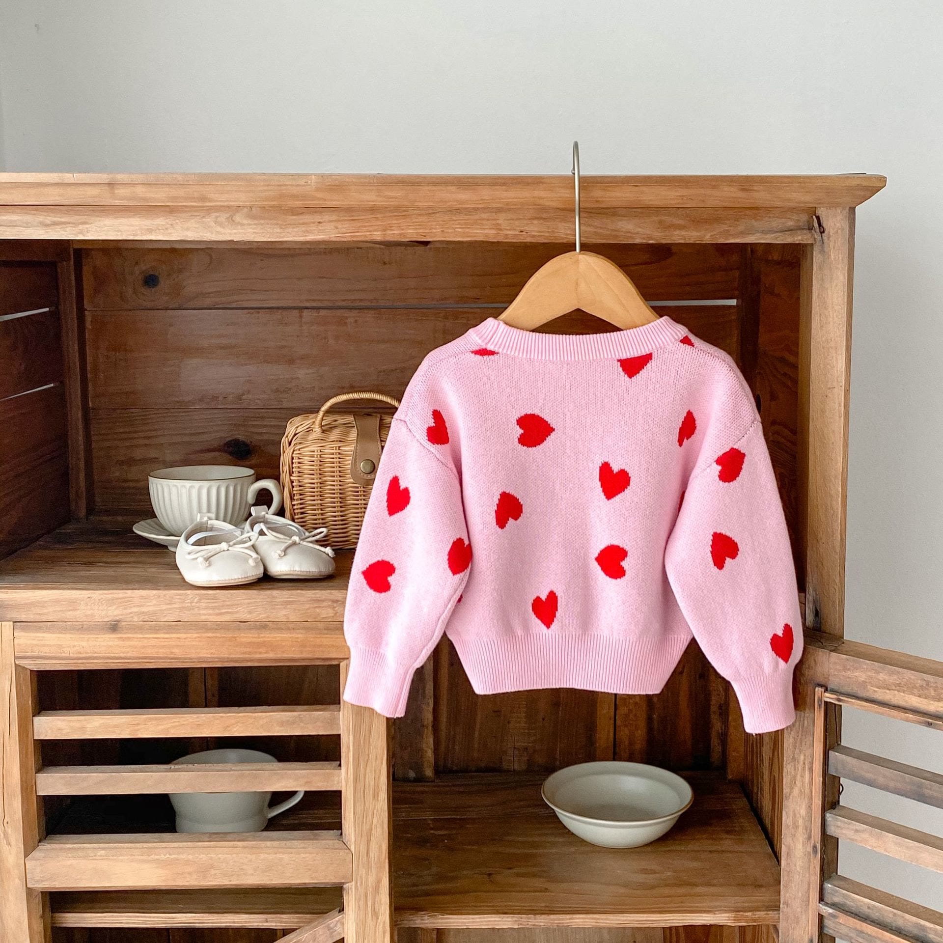 Baby Knitted V-neck Heart Cardigan