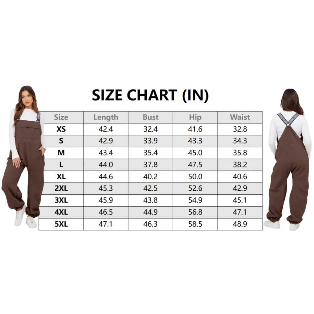 Women Fleece Overalls One-piece Bibs Jumpsuits