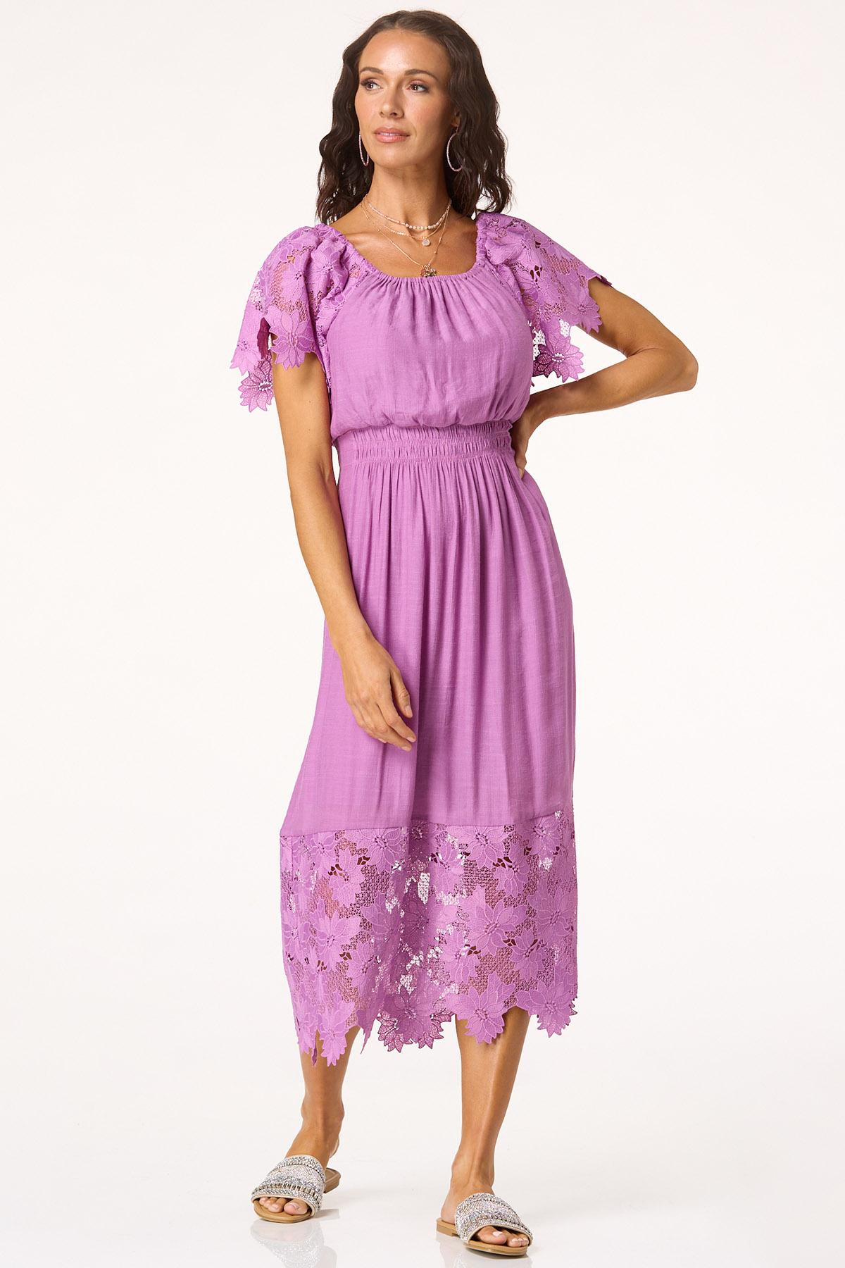 Lace Trim Midi Dress