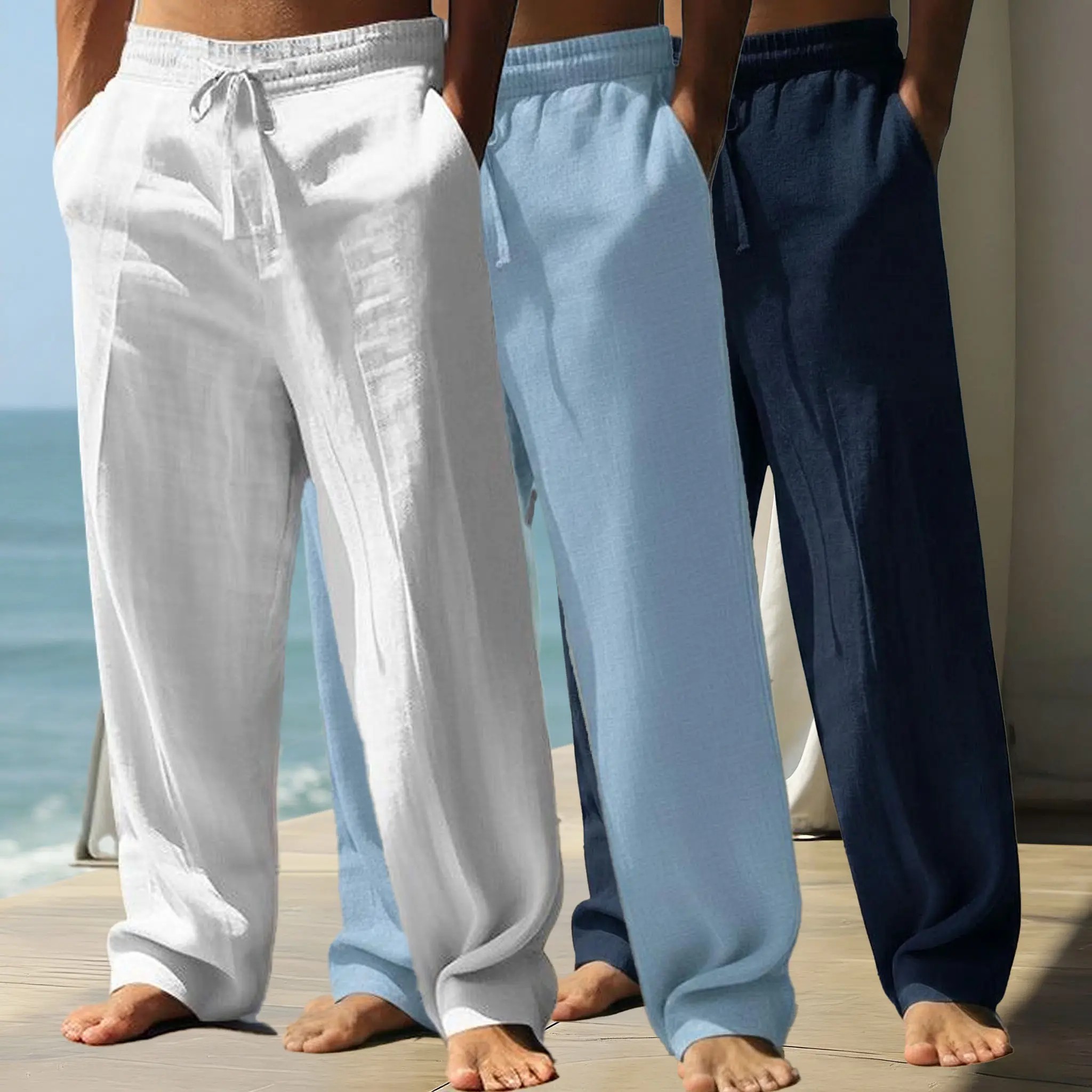 Men’s Lightweight Casual Drawstring Straight-Leg Pants