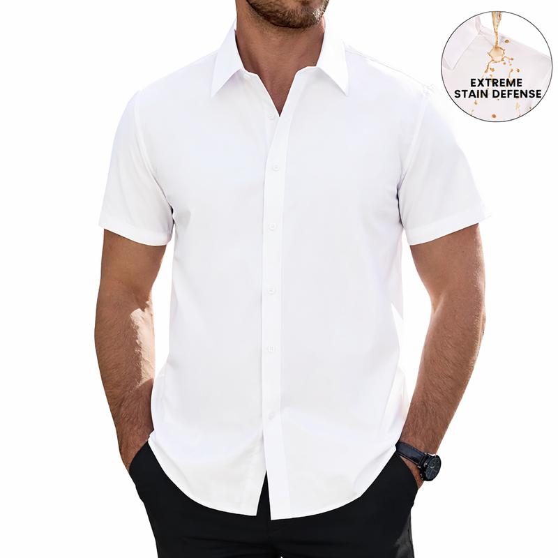 Alimen Stain-Resistant Short Sleeve Dress Shirt - Waterproof & Classic Style