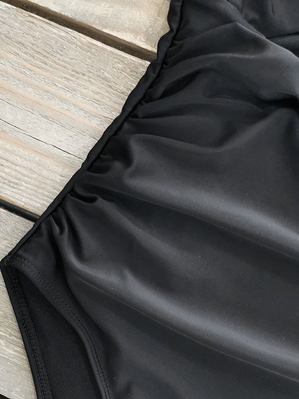 Padded Bowknot Hollow Solid Color One-Piece Swimwear