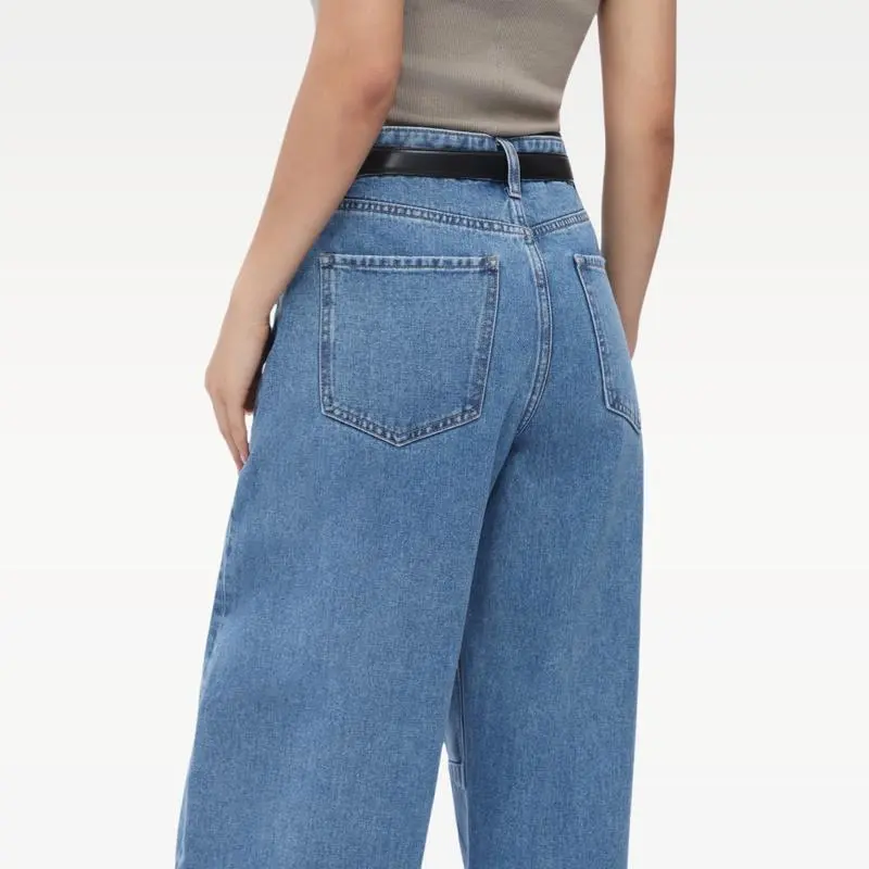 Women High Waist Baggy Barrel Leg Jeans