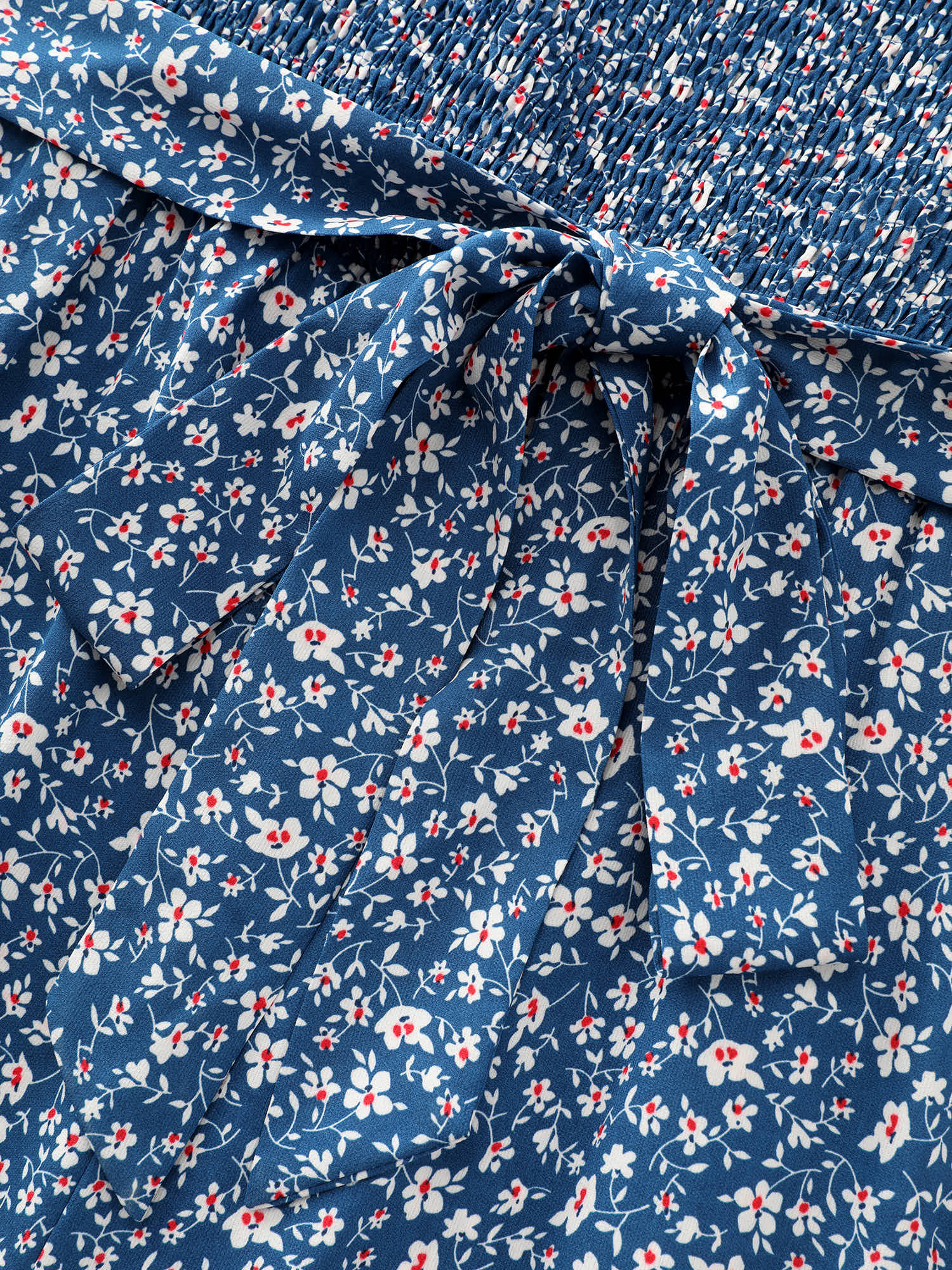 Micro Floral Print Shirred Bodice Jumpsuit