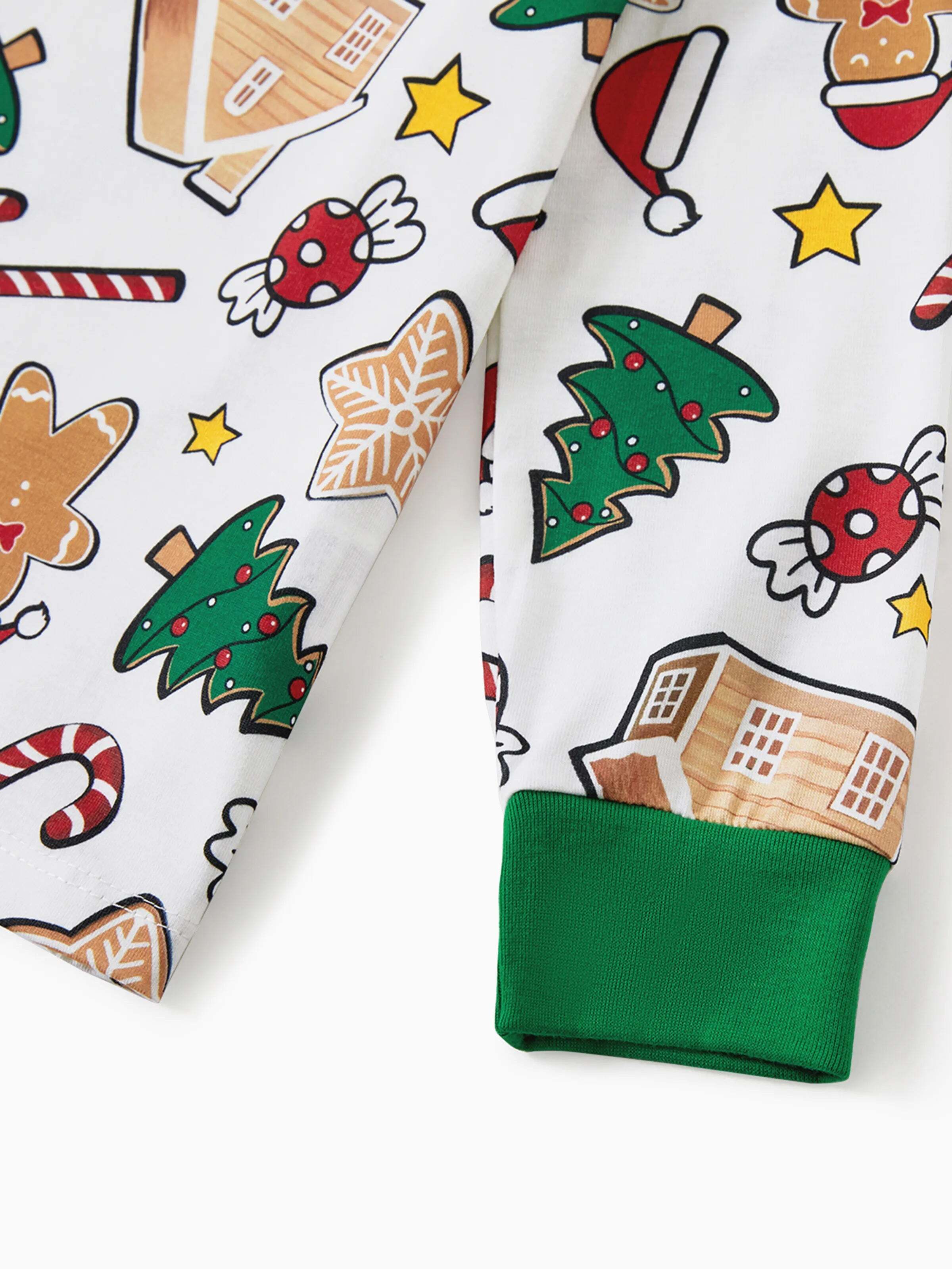 Gingerbread House Pajamas Matching Family Green Christmas PJs Sets with Christmas Socks Multi-color