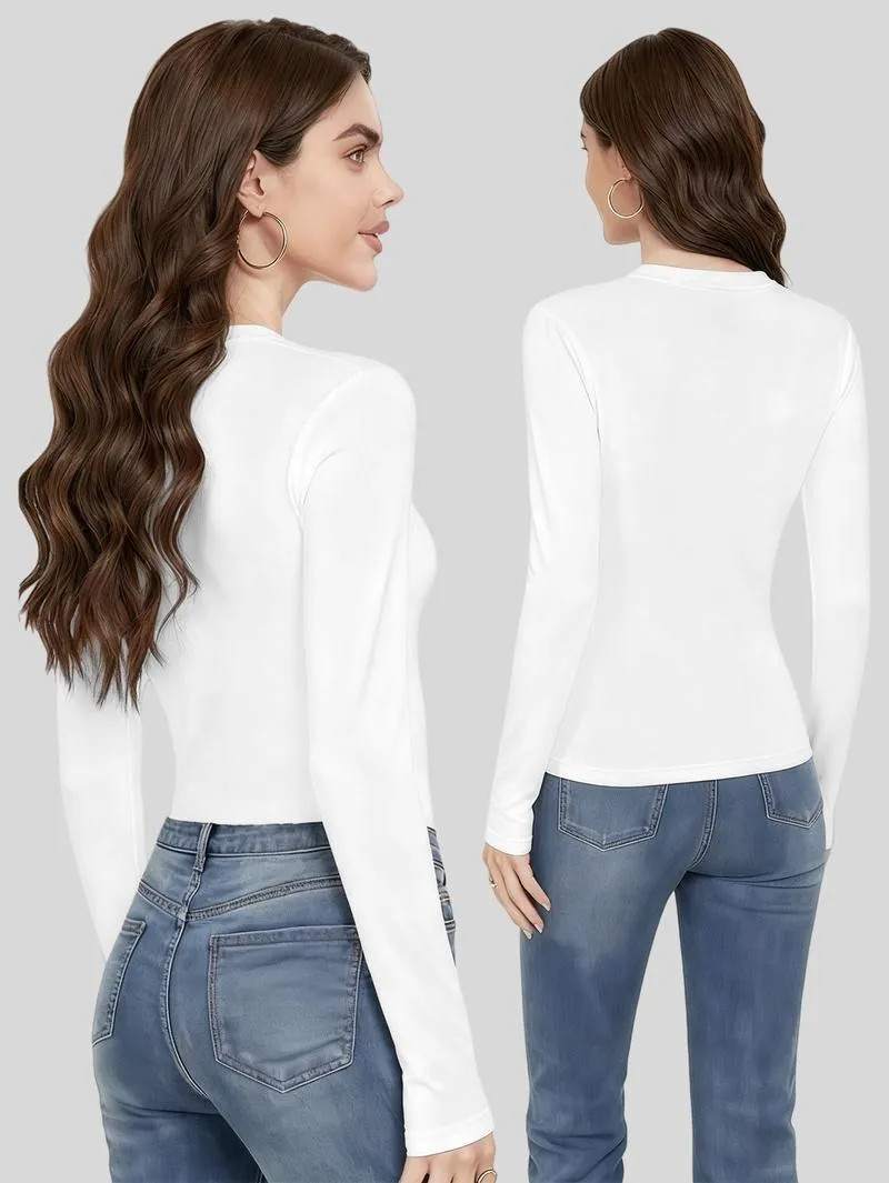 Women's Thermal Long Sleeve Top - Lightweight Warm Base Layer for Casual