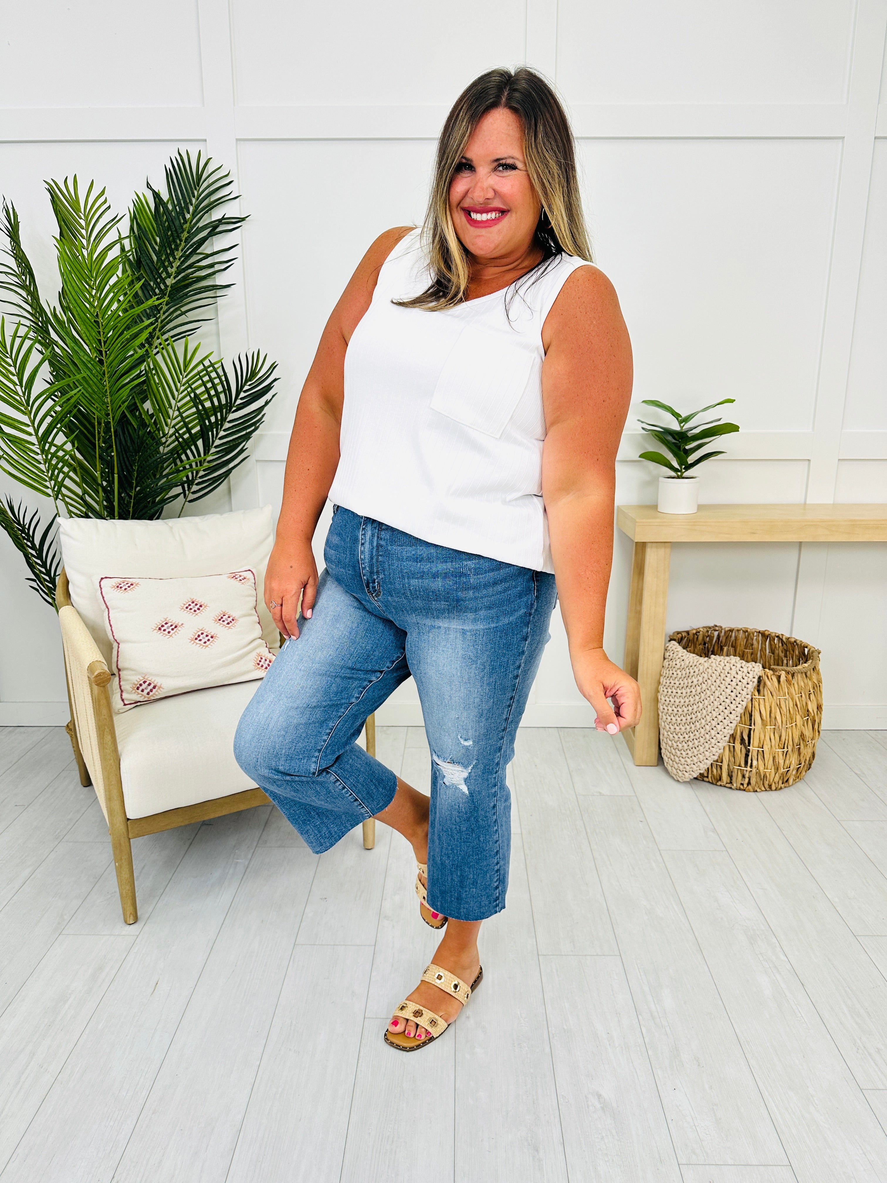 Judy Blue Sew Into You Embroidered Cropped Wide Leg Jeans