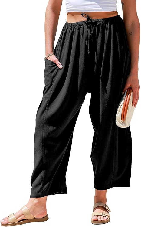 🎁Women's Polyester Wide Leg Pants with Pockets