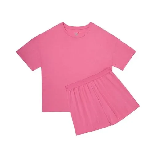 Womens 2 Piece Lounge Set, Comfywear Supersoft Boxy T-shirt & Sleep Shorts Loungewear Set
