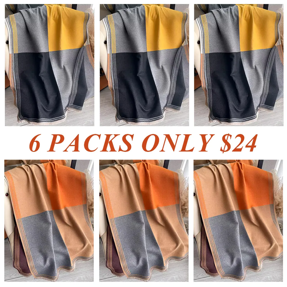 Women's Colorblock Tassel Decor Scarf