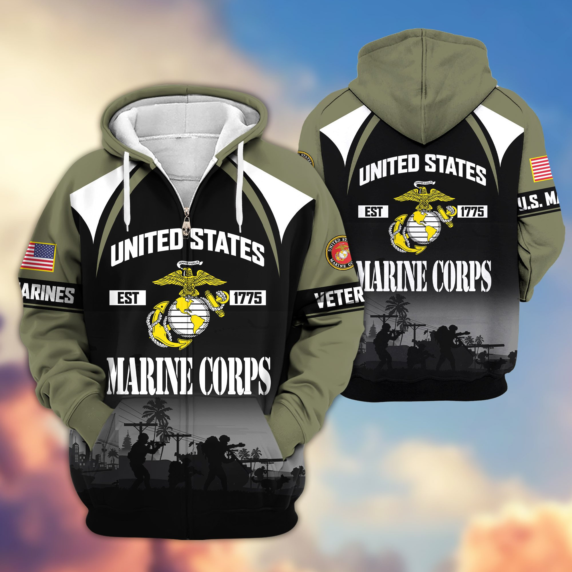 Premium US Veterans Zip Hoodie