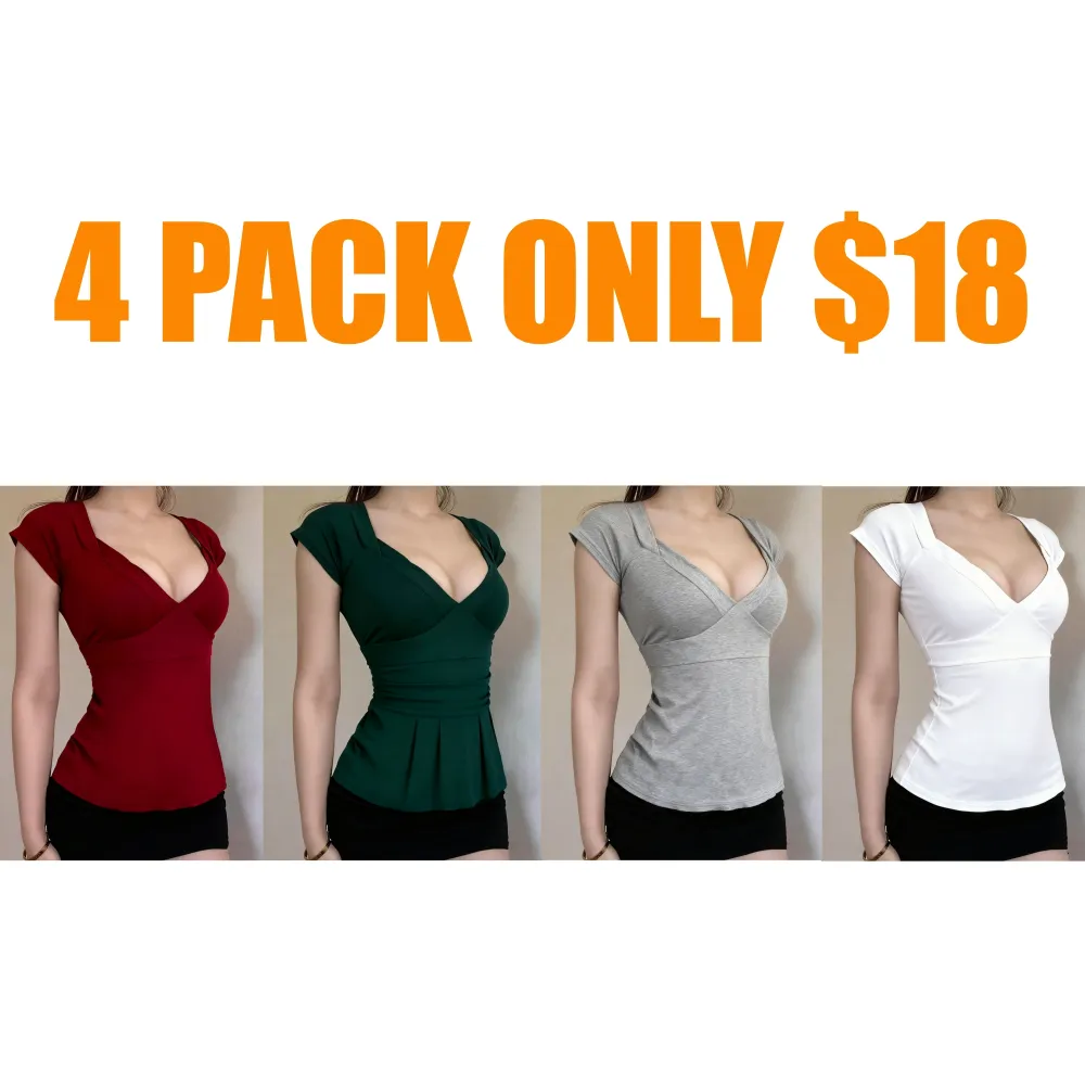 Women's Plain Tee, Basic Casual Minimalist Short Sleeve Slim Fit T-shirt