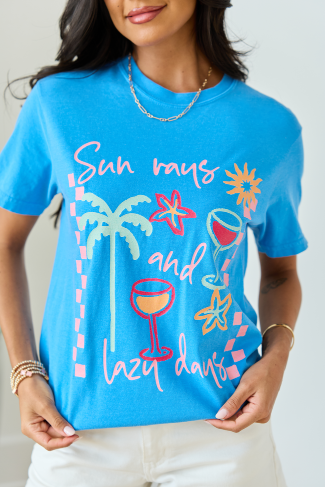 Sun Rays And Lazy Days Blue Graphic Tee